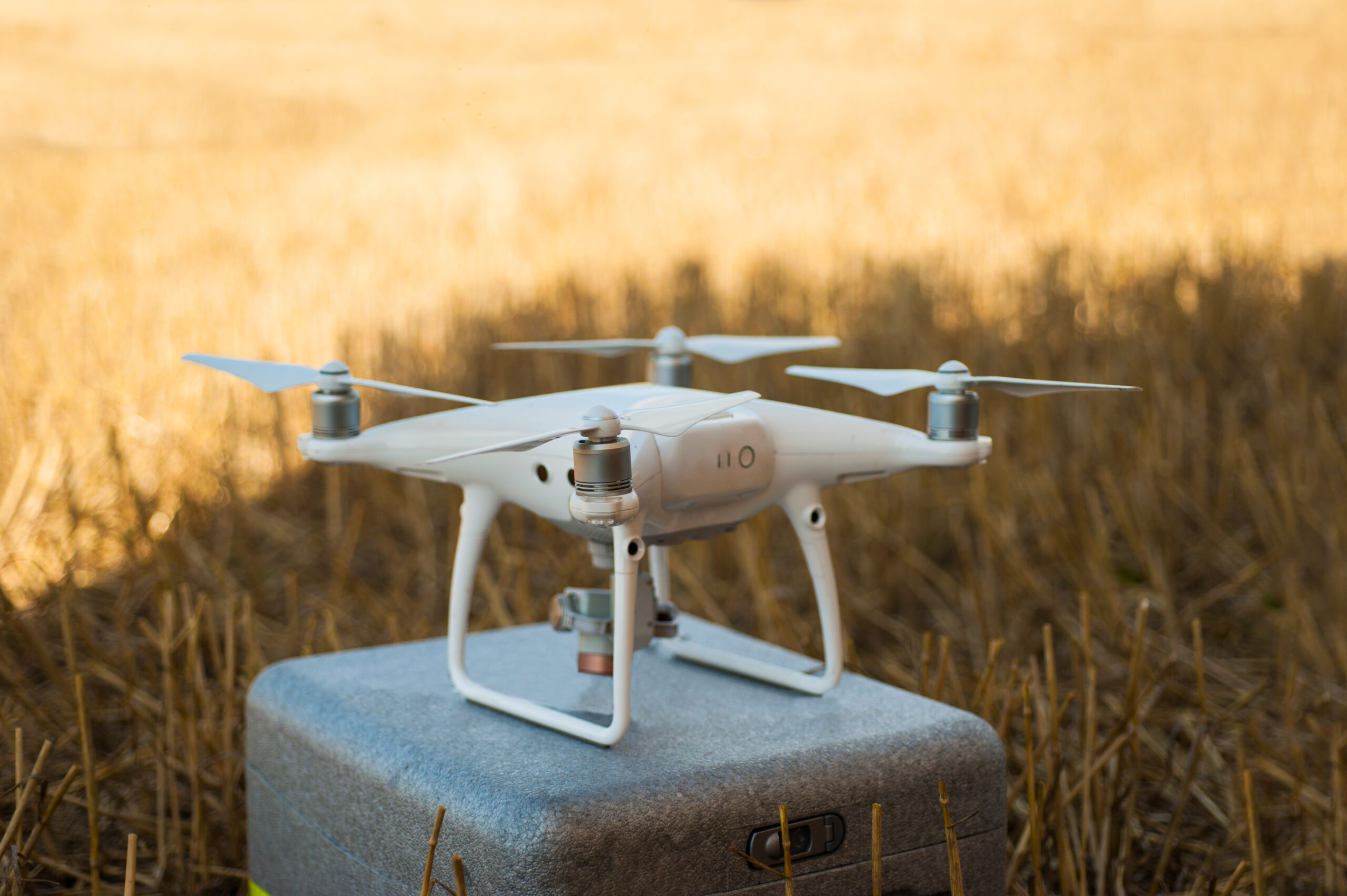 drone on a suitcase ready to work in the field, agriculture